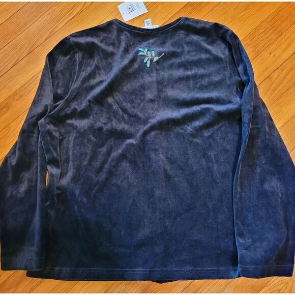 The Tog Shop Christmas Themed Velvet Embroidered Bows Wreaths & Berries Sweater - Picture 3 of 3